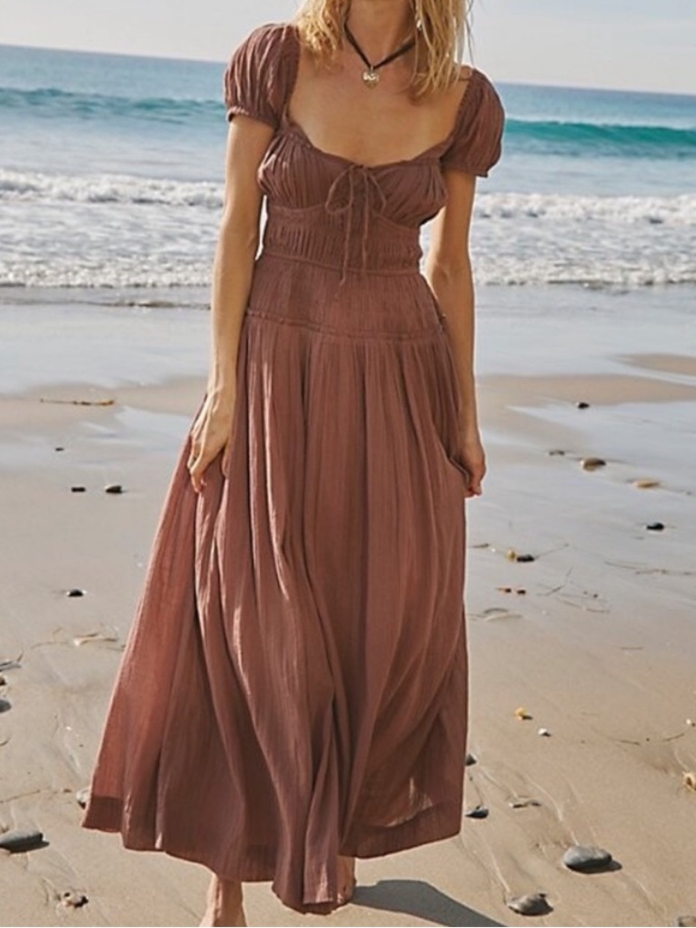 Free People Feeling Bonita Maxi Dress Open Back Mocha Slice Brown Small - Picture 11 of 11